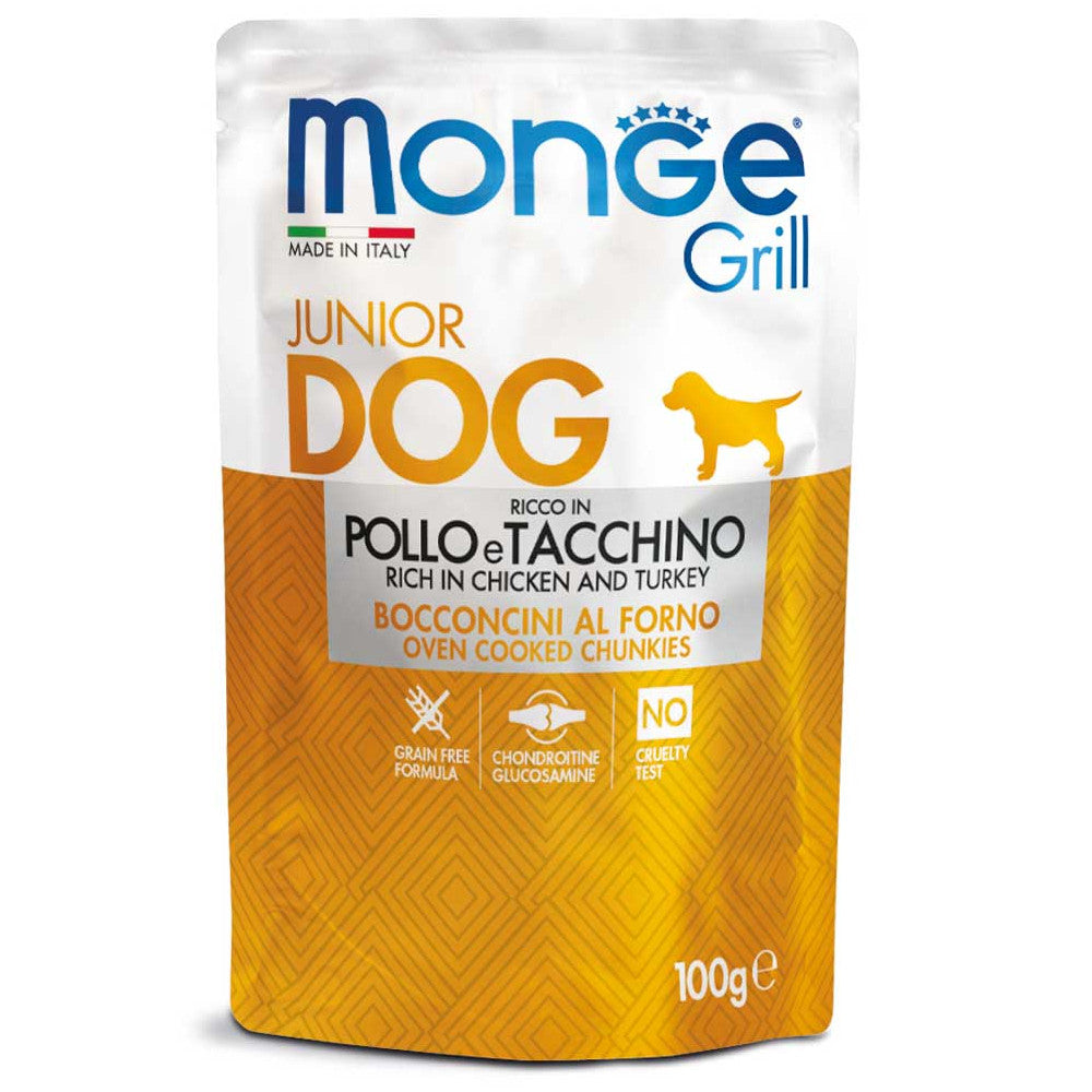 Monge Grill Puppy Junior Pollo e Tacchino 100gr Alimento umido per Cani
