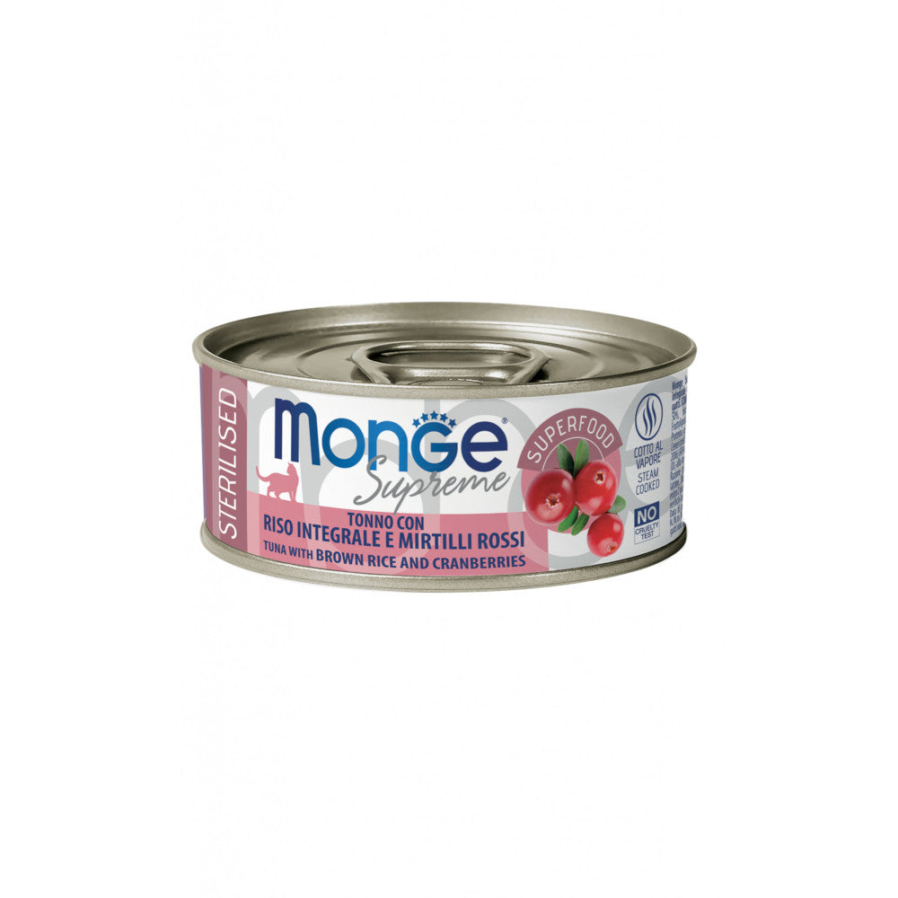 Monge Supreme Sterilised Tonno Riso Integrale e Mirtilli 80gr Alimento umido per Gatti