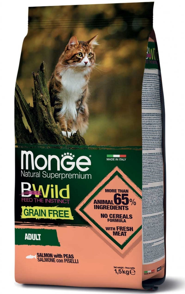Monge BWild Grain Free – Alimento Completo per Gatti Adulti al Salmone - 1,5kg