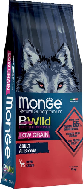 Monge BWild Low Grain Cervo 12kg - Alimento per Cani Adulti