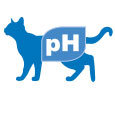Icona a forma di gatto con simbolo pH per indicare il controllo dell’acidità urinaria