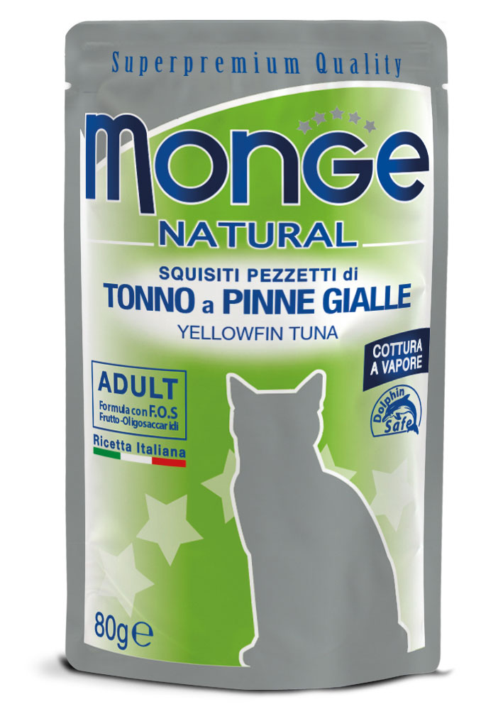 Monge Natural Pezzetti di Tonno a Pinne Gialle - 80g per Gatti Adulti