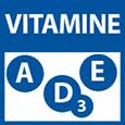 Simbolo con vitamine A D3 E, indica presenza di micronutrienti per il benessere del cane adulto