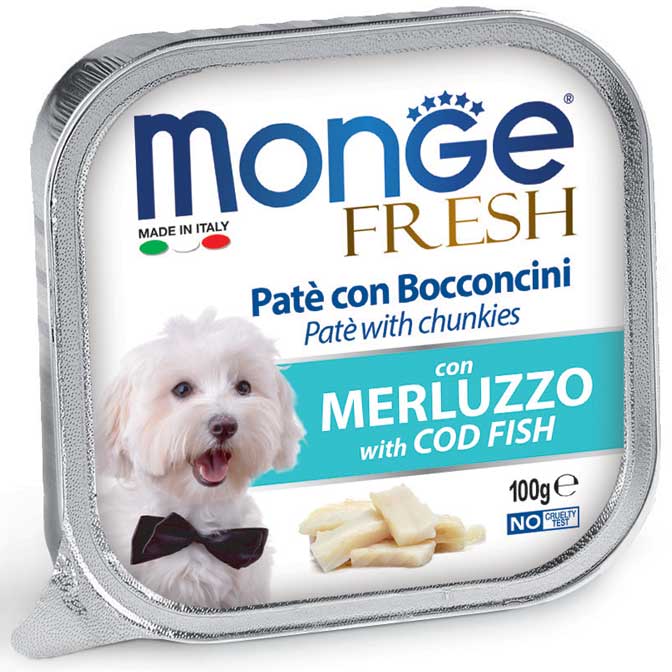 Monge Cane Fresh Patè con Bocconcini Merluzzo 100g Vaschetta