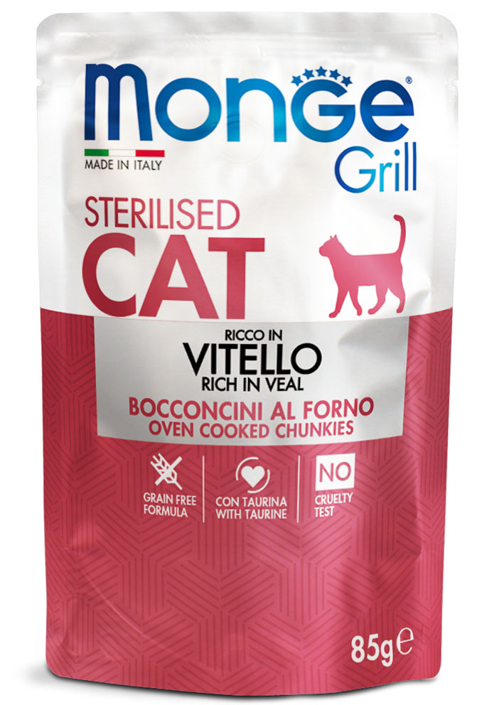 Monge Gatto Grill Sterilised Cat Ricco in Vitello 85g