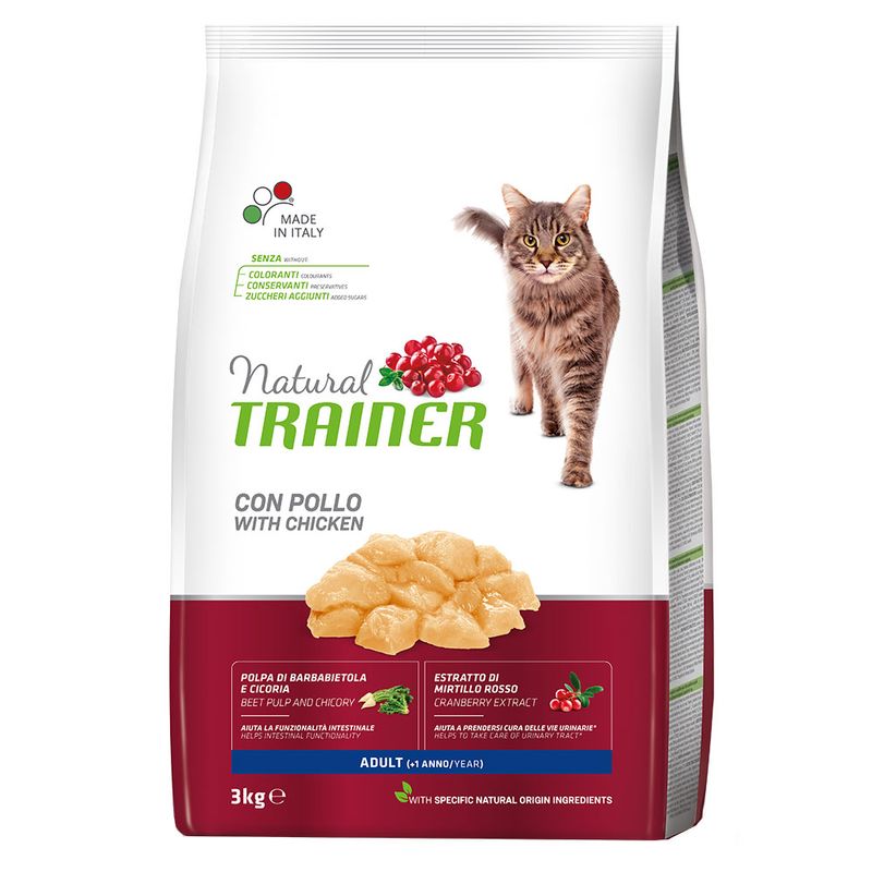 Alimento secco Natural Trainer Adult con Pollo 3 kg per gatti adulti