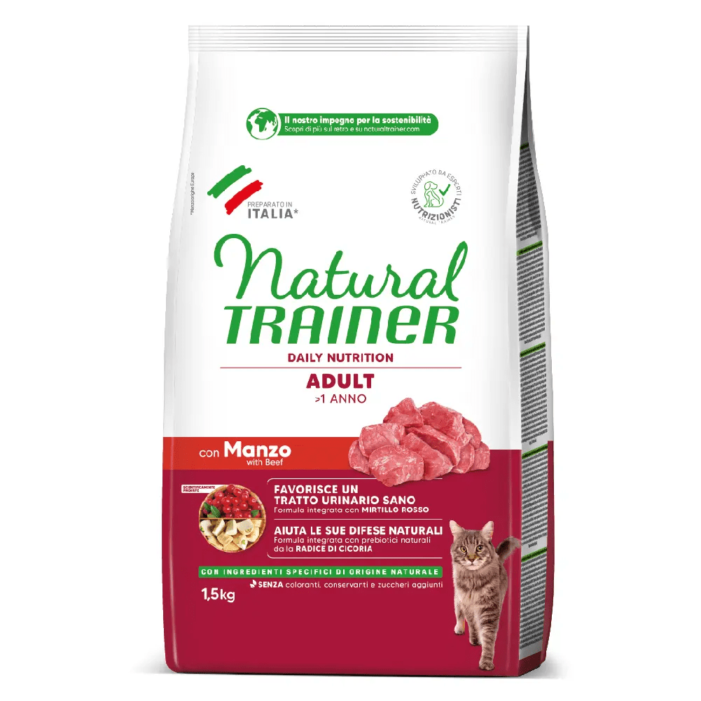 Crocchette Natural Trainer Daily Nutrition Manzo 1,5 kg per gatti adulti