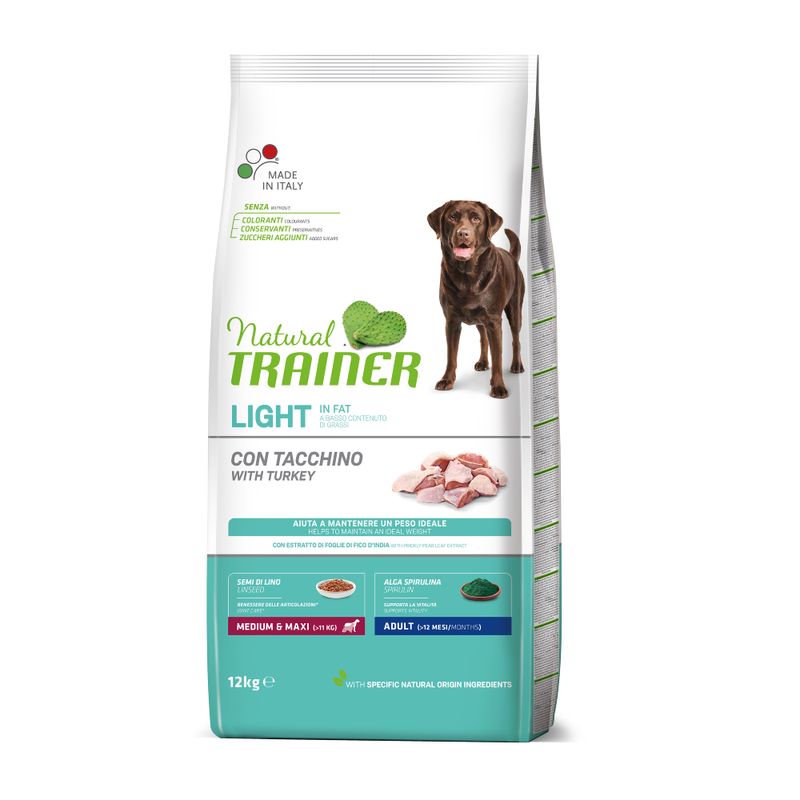 Natural Trainer Light in Fat Medium&Maxi Tacchino 12kg - Cani Adult Sovrappeso