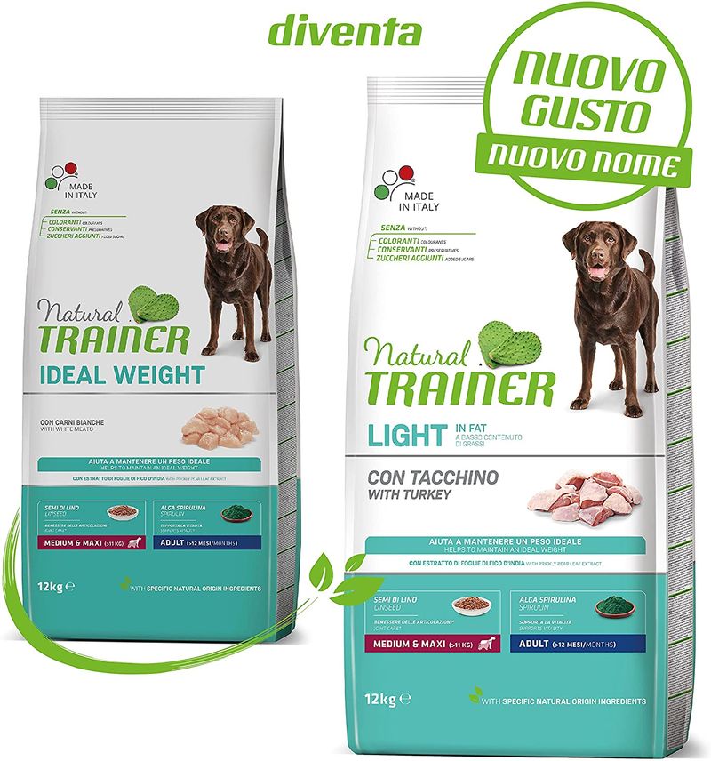 Natural Trainer Light in Fat Medium&Maxi Tacchino 12kg - Cani Adult Sovrappeso