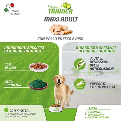 Natural Trainer Adult Maxi con Pollo Fresco 12kg - Cane Adulto