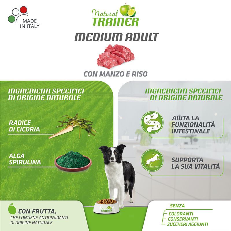 2x12kg Natural Trainer Medium Adult con Manzo e Riso - Cane