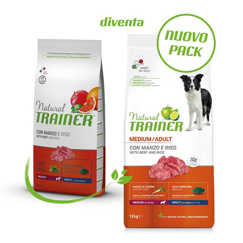 2x12kg Natural Trainer Medium Adult con Manzo e Riso - Cane
