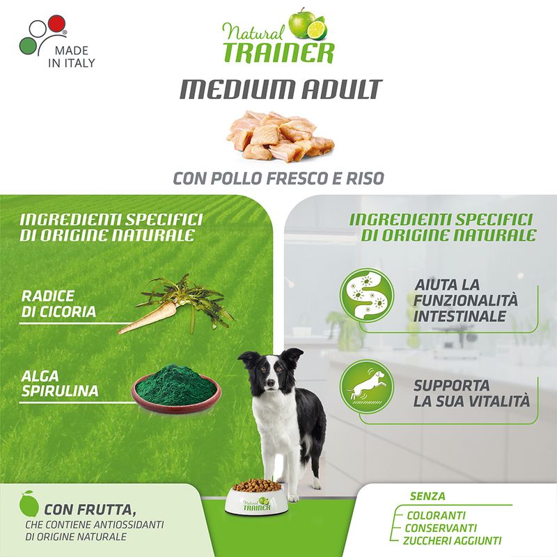2x12kg Natural Trainer Medium Adult con Pollo Fresco e Riso - Cane