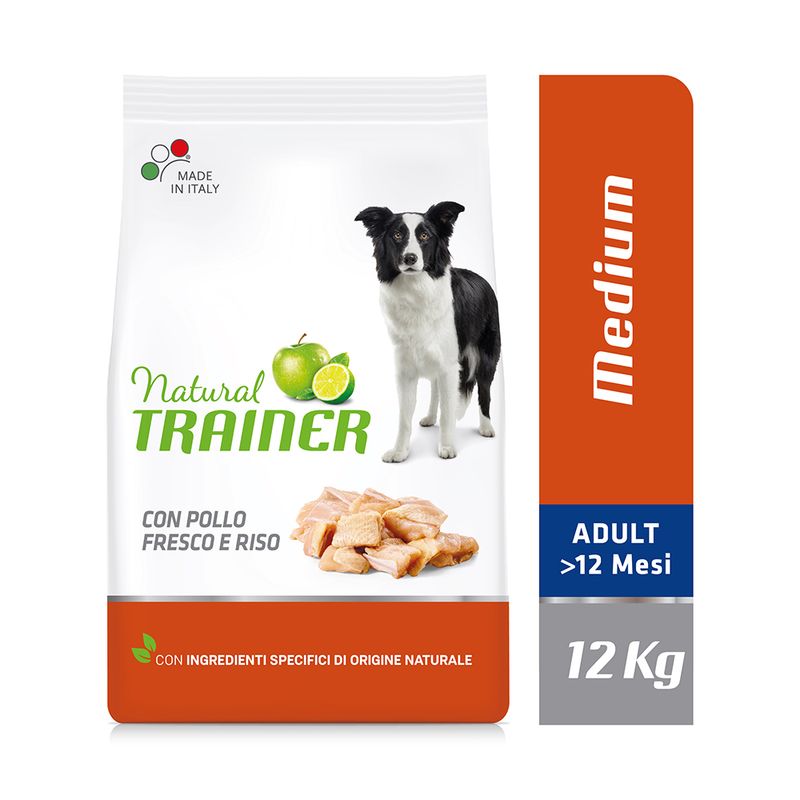 2x12kg Natural Trainer Medium Adult con Pollo Fresco e Riso - Cane