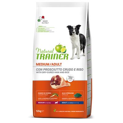 2x12kg Natural Trainer Medium Adult con Prosciutto Crudo e Riso