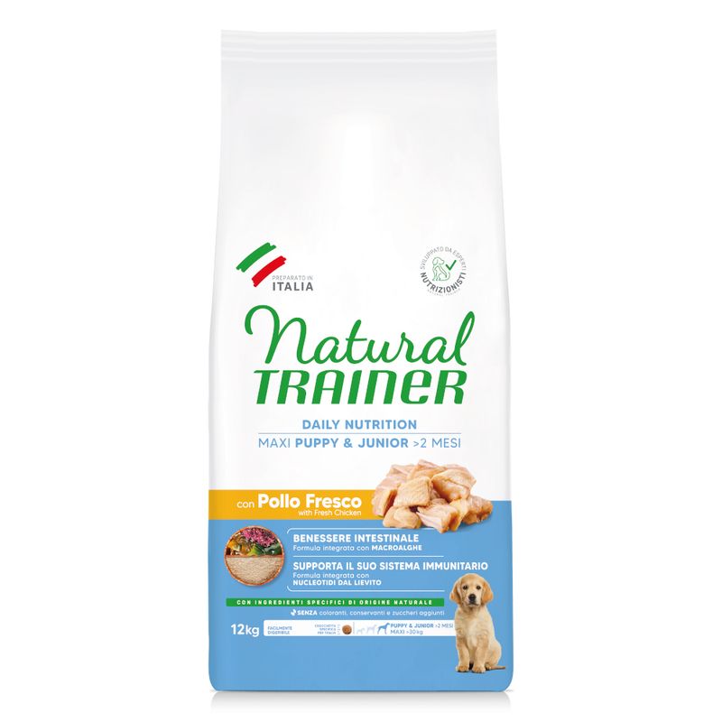 Alimento secco Natural Trainer Puppy & Junior Maxi Pollo 12 kg per cuccioli di taglia grande