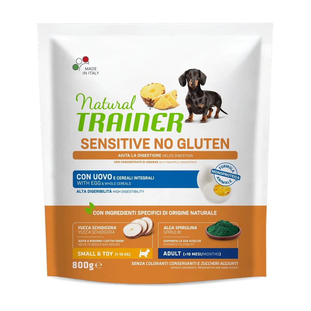 Natural Trainer Sensitive Adult Small & Toy con Uovo 800g No Gluten - Cane Adulto