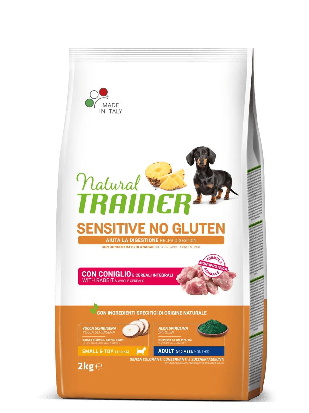 Natural Trainer Sensitive No Gluten Coniglio 2 kg – Per Cani Small e Toy Adulti