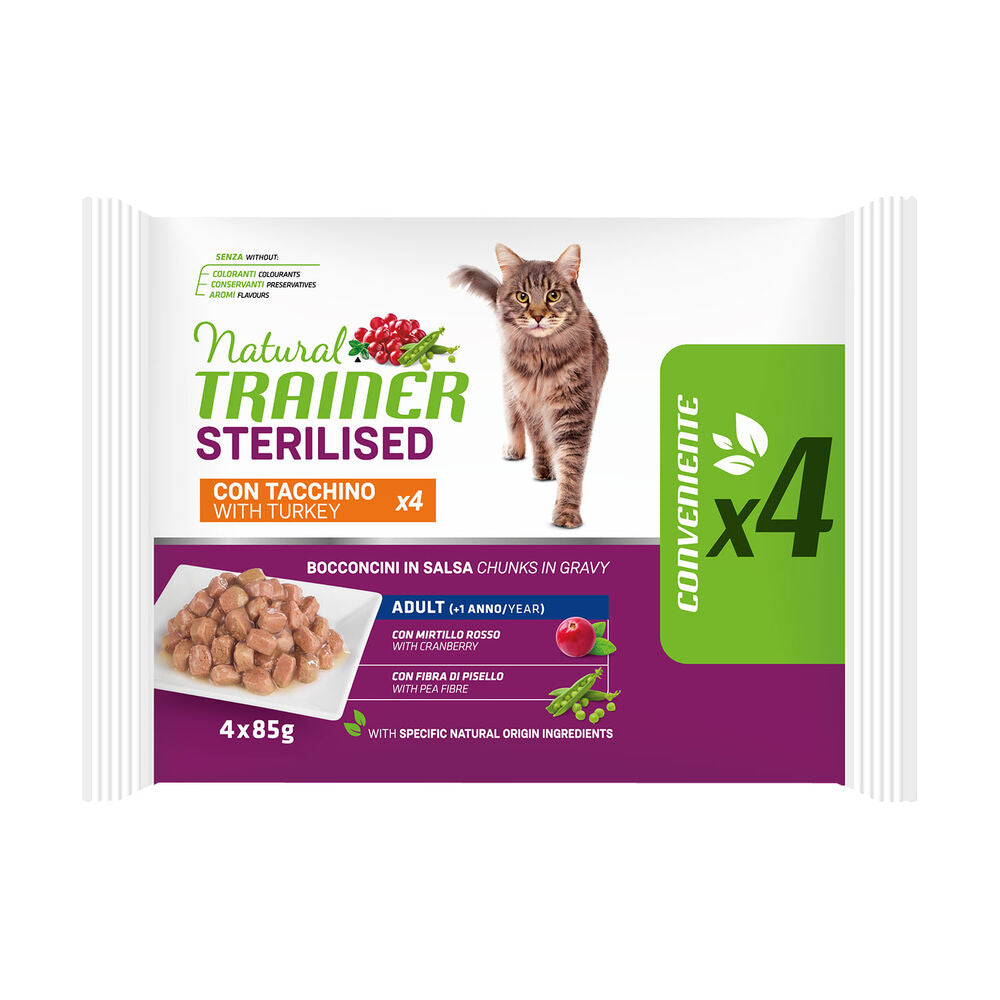 Natural Trainer Sterilised con Tacchino 4x85g - Gatti Adulti Sterilizzati