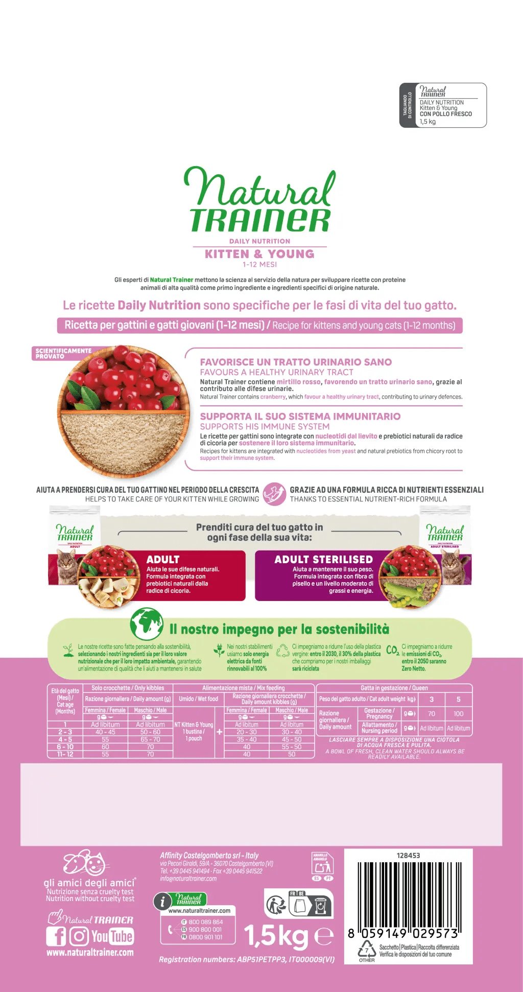 Natural Trainer Kitten & Young con Pollo 1,5kg