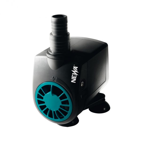 Pompa sommersa Newa Jet 2300 con girante frontale e supporto a ventosa per installazione in acquario