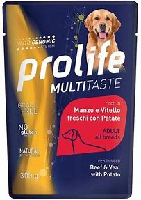 PROLIFE DOG WET Multitaste Manzo Vitello Patate 300g Busta