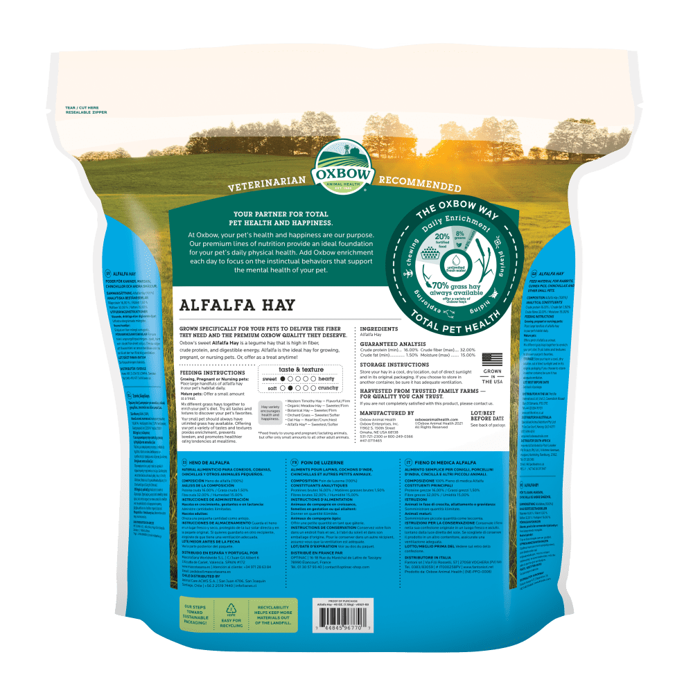 Fieno Oxbow Alfalfa 1,13 kg per conigli e roditori in crescita
