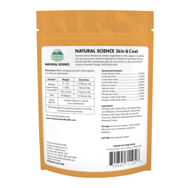 Oxbow Natural Science Skin and Coat Support 120gr