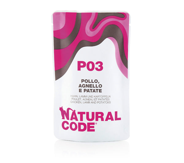 Natural Code P03 Pollo Agnello e Patate Umido Gatto 70 Gr