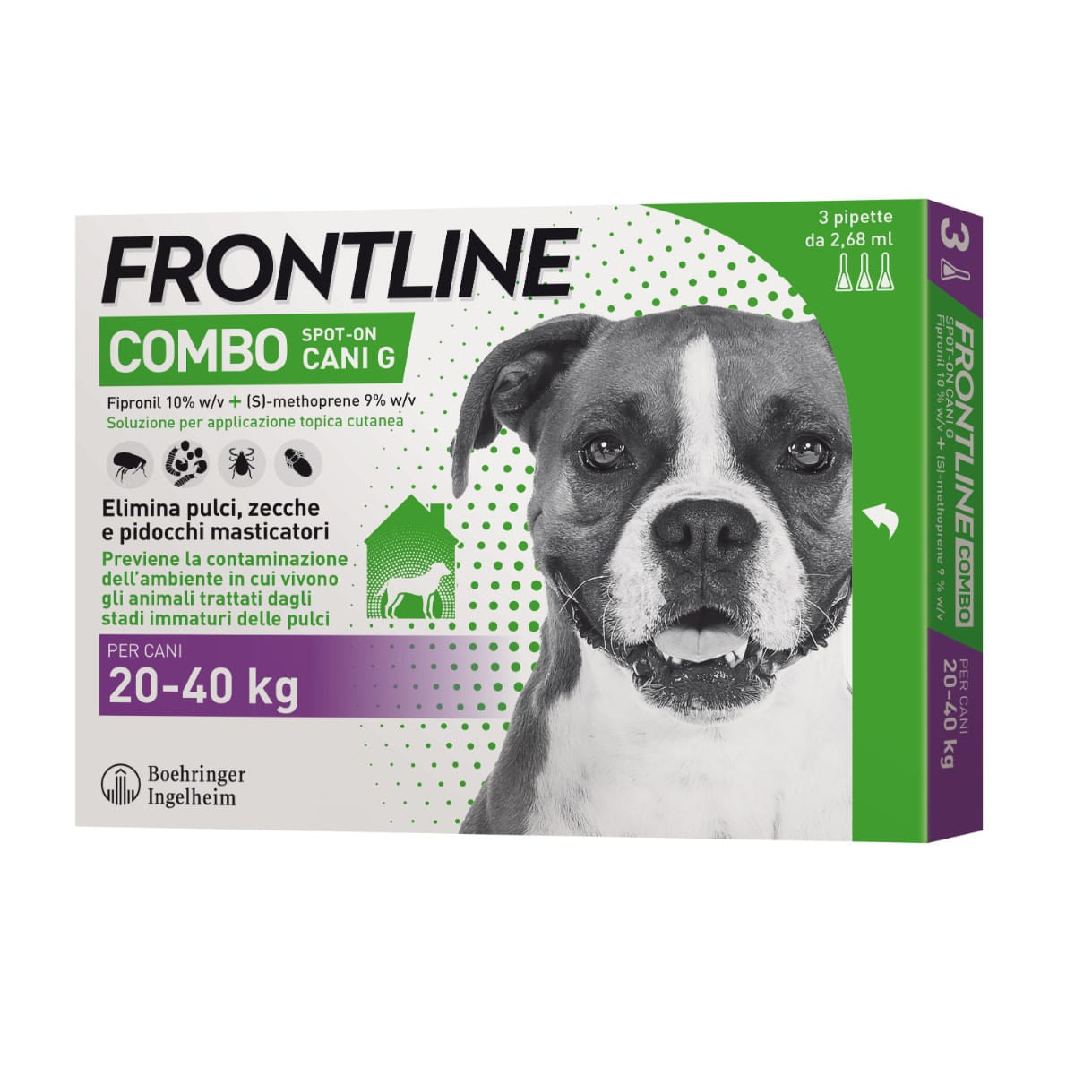 Antiparassitario Spot-On Frontline Combo per Cani di Taglia Grande con 3 Pipette