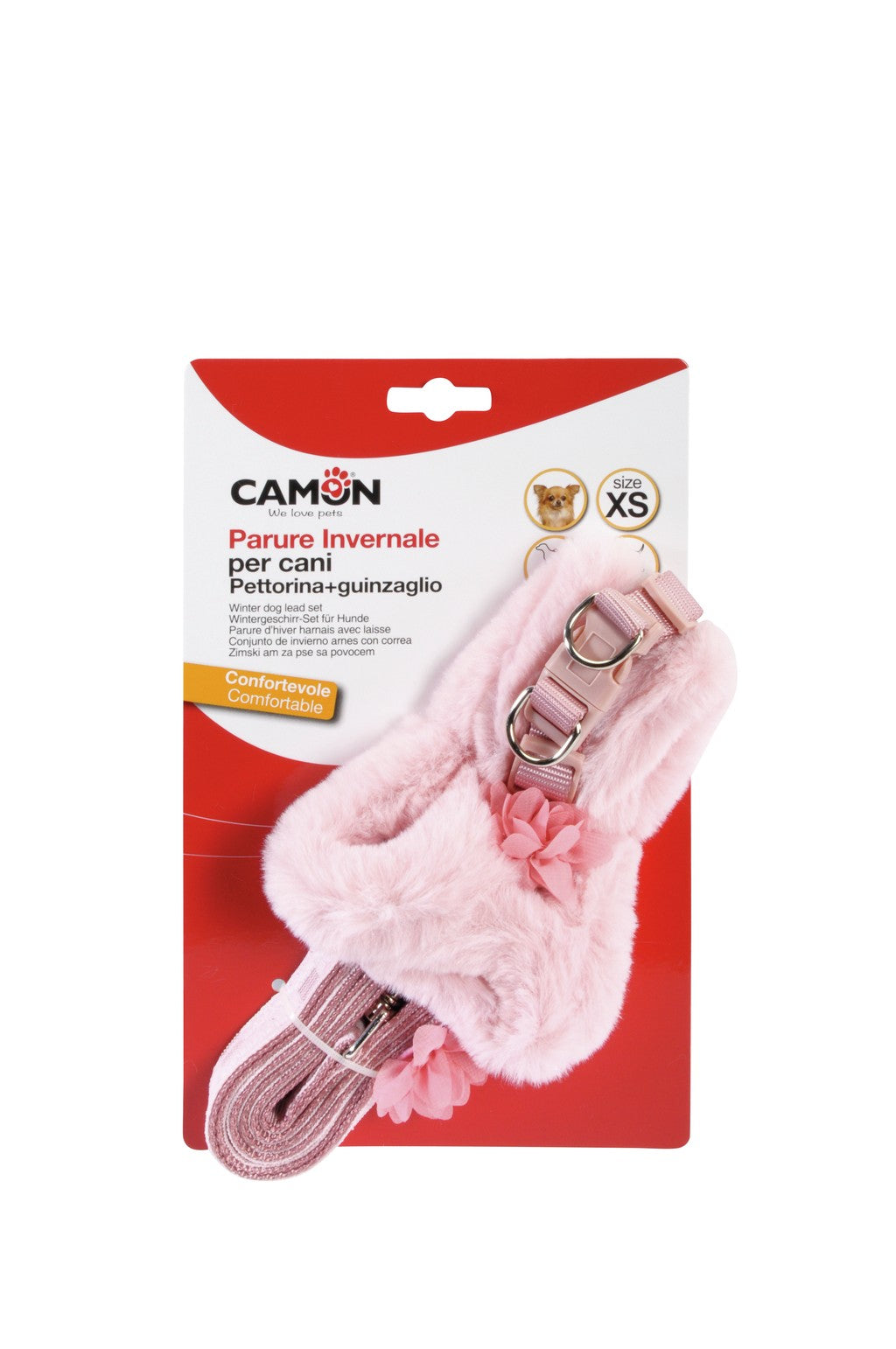 Camon Parure Invernale Cane M Rosa con Guinzaglio