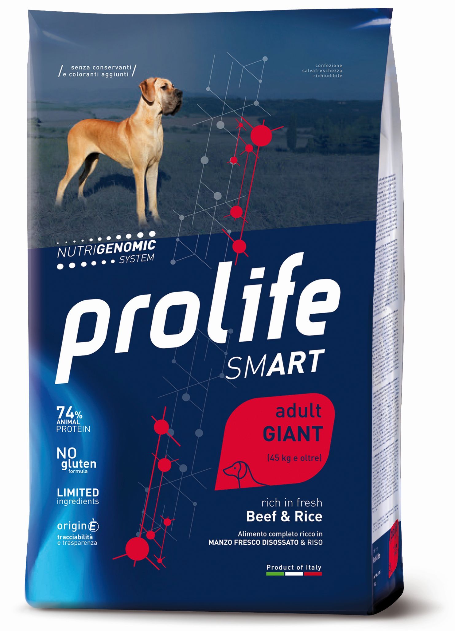 Crocchette Prolife Smart Giant Manzo e Riso 12 kg per cani adulti di taglia gigante