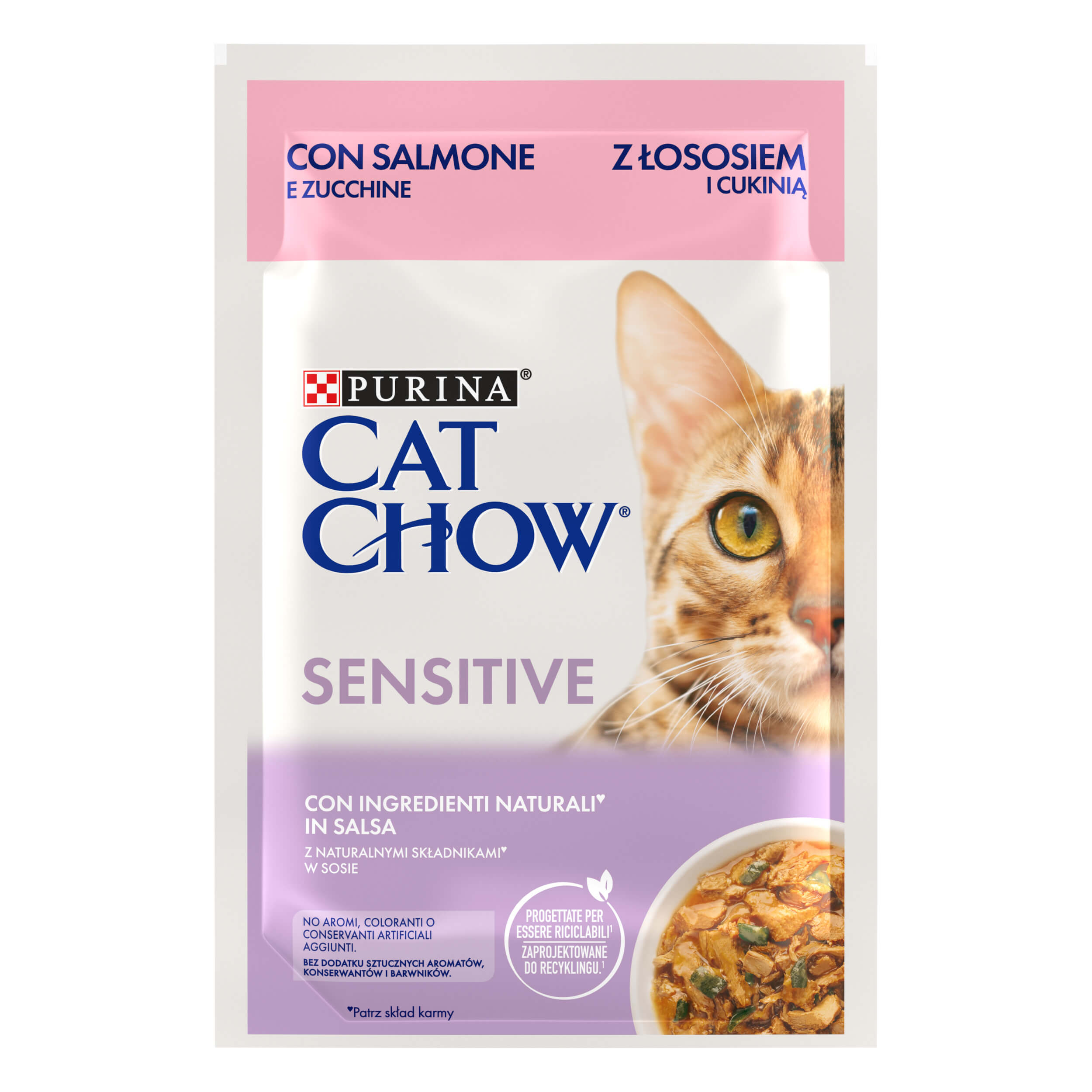 Purina Cat Chow Sensitive Salmone e Zucchine in Salsa 85g