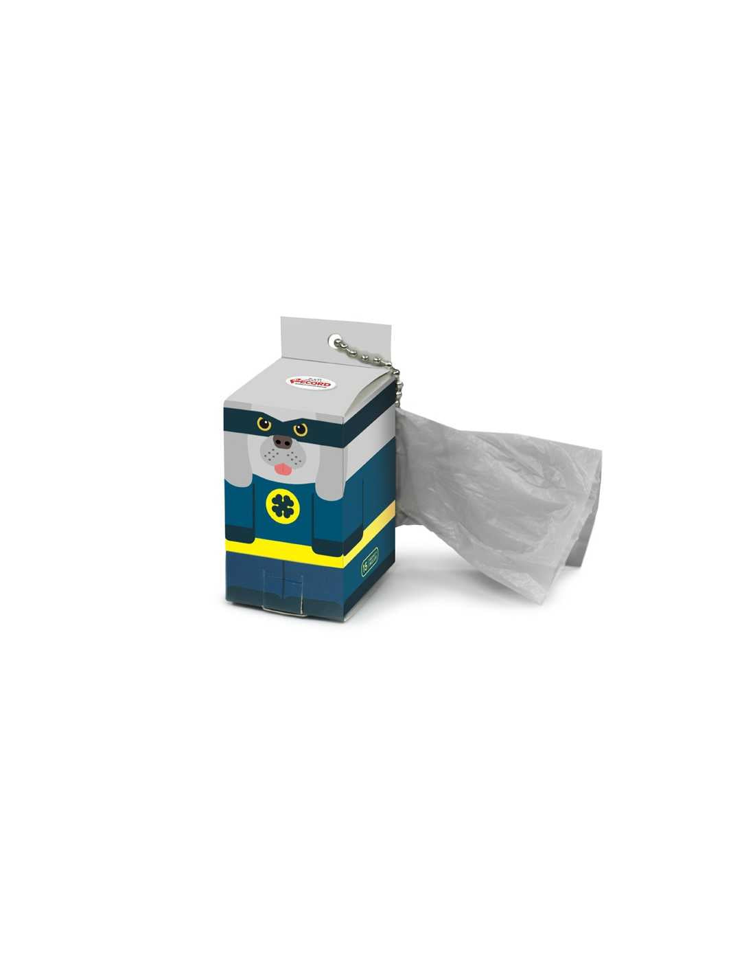 Record Masked Dog Dispenser in Cartone con Sacchetti Igienici - 15 Sacchetti