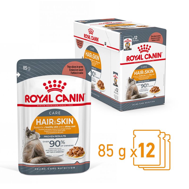 Royal Canin Hair & Skin Care in Salsa - Alimento Umido per Gatti 12x85gr