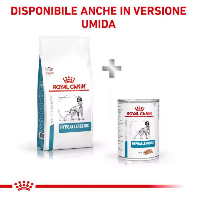 Vista frontale del sacco Royal Canin Hypoallergenic 7 kg per cani adulti