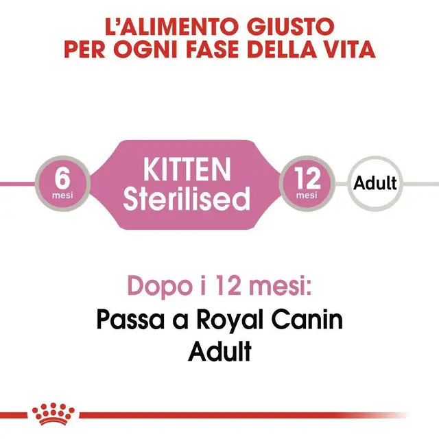 Schema alimentazione Royal Canin Kitten Sterilised da 6 a 12 mesi per gattini sterilizzati