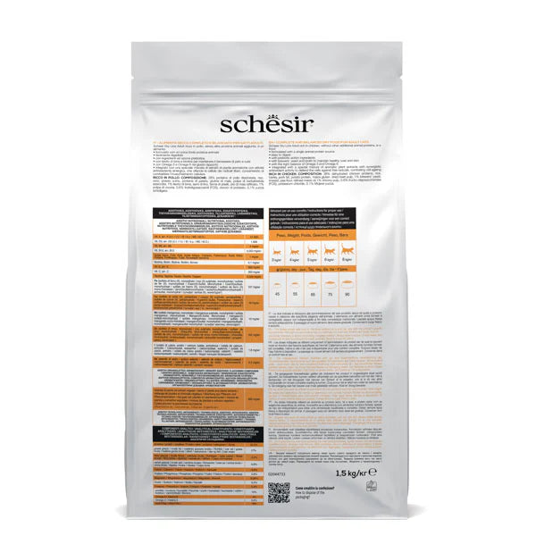 Schesir Adult Pollo 1,5kg Crocchette per Gatti Monoproteico