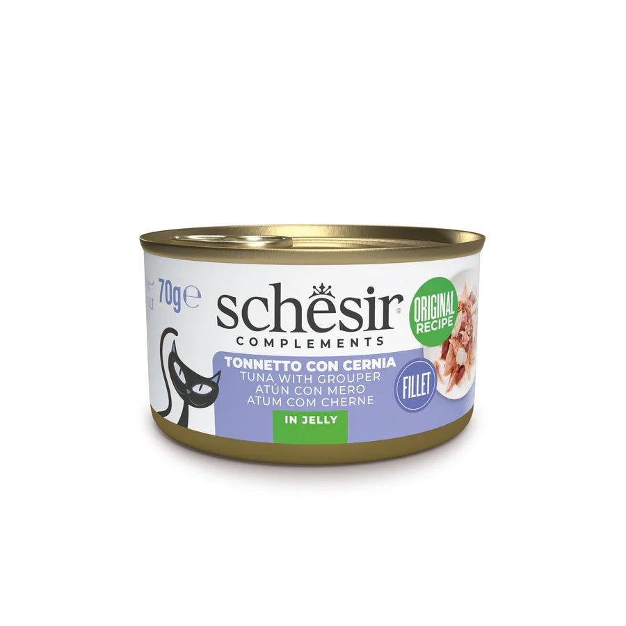 Alimento umido Schesir Tonnetto con Cernia in Gelatina 70 g per gatti adulti