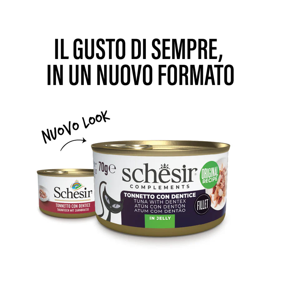 Alimento umido Schesir Tonnetto con Dentice in Gelatina 70 g per gatti adulti