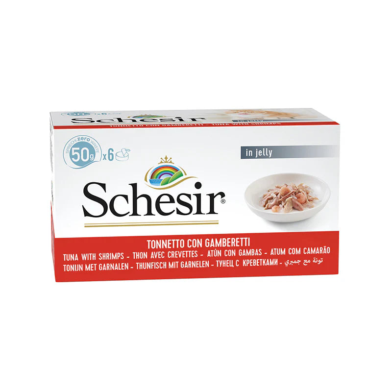 Schesir Tonnetto con Gamberetti in Gelatina 6x50g - Cibo Umido per Gatti