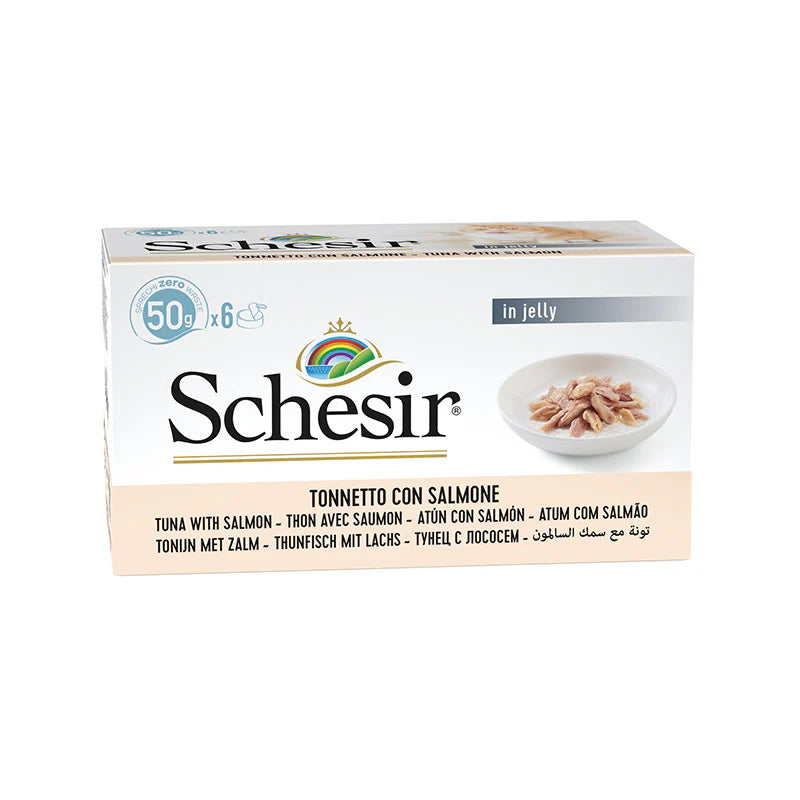 Schesir Tonnetto con Salmone in Gelatina 6x50g - Cibo Umido per Gatti