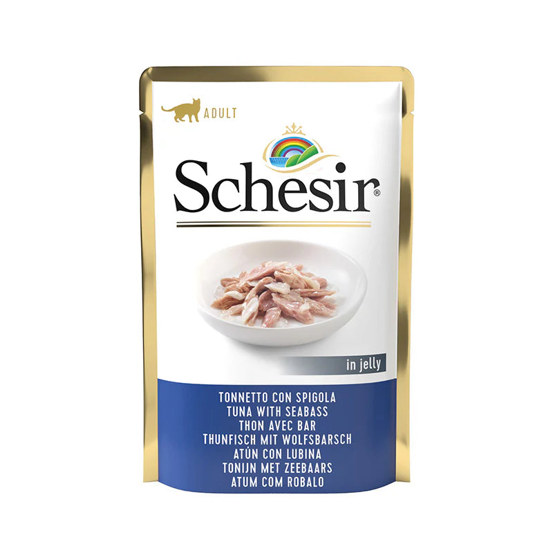 Schesir Tonnetto con Spigola in Gelatina 85g Umido Gatti
