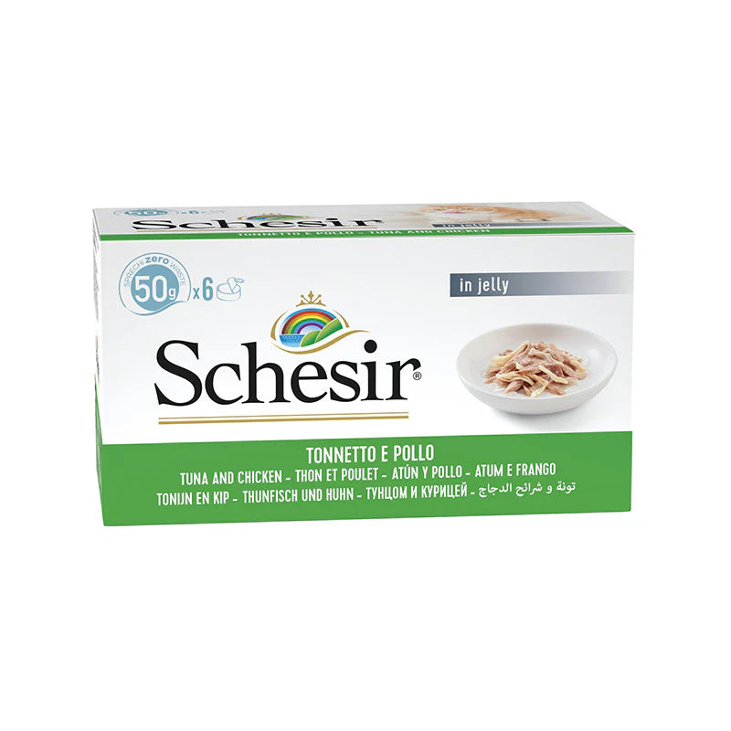 Schesir Tonnetto e Pollo in Gelatina 6x50g - Cibo Umido per Gatti