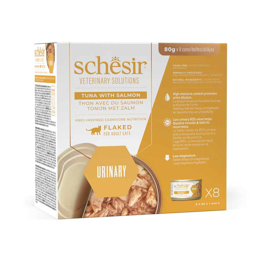 Alimento umido Schesir Urinary Tonnetto e Salmone 8x80 g per gatti adulti con problemi urinari