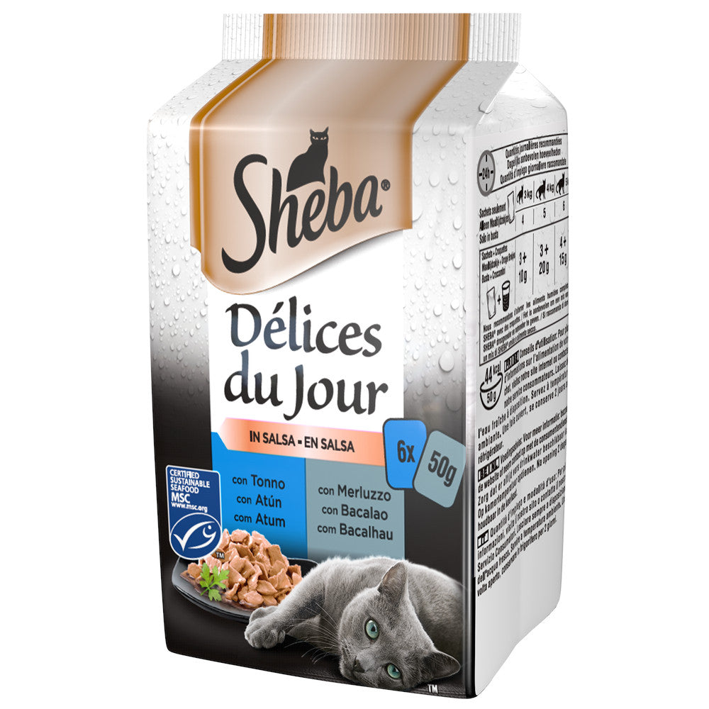 Sheba Delice Do Jour Tonno Merluzzo in Salsa 6x50 Gr