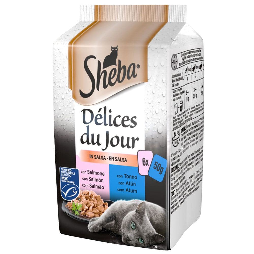 Sheba Delice do Jour Salmone e Tonno in Salsa 6x50 Gr