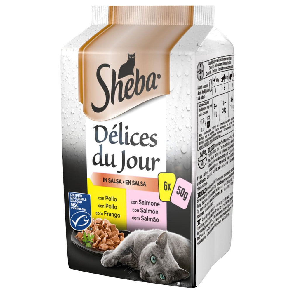 Sheba Delices Du Jour Pollo e Salmone in Salsa 6x50 Gr