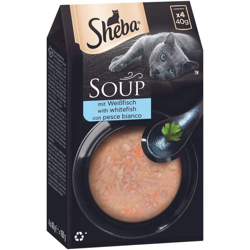 Sheba Soup con Pesce Bianco 4X40g Cibo Umido per Gatti