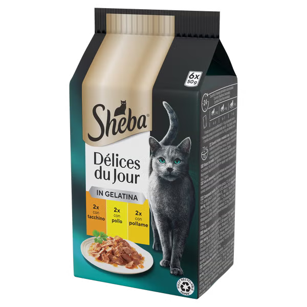 Sheba Delice Du Jour Tacchino Pollo e Pollame in Gelatina 6x50g